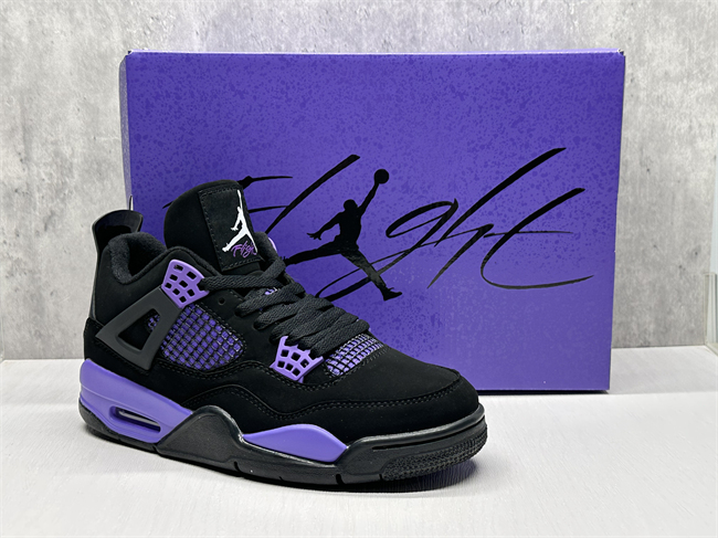 Women's Running weapon Jordan 4 Black/Purple Shoes 014